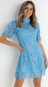 Niebieska sukienka born2be mini w stylu casual