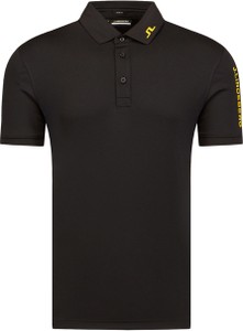 Czarna koszulka polo J. Lindeberg z tkaniny z krótkim rękawem w stylu casual