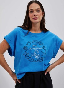 Niebieski t-shirt Moodo.pl w młodzieżowym stylu