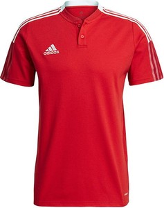Czerwona koszulka polo Adidas z tkaniny