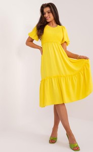 Żółta sukienka 5.10.15 z okrągłym dekoltem midi