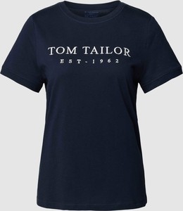 Granatowa bluzka Tom Tailor w młodzieżowym stylu z okrągłym dekoltem