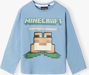 Niebieska bluzka dziecięca Minecraft dla dziewczynek z długim rękawem