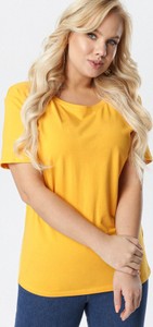 Żółta bluzka born2be z okrągłym dekoltem w młodzieżowym stylu