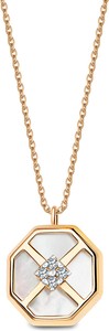 YES Art Deco - złoty naszyjnik z masą perłową i cyrkoniami