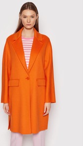Pomarańczowy płaszcz Patrizia Pepe z wełny w stylu casual