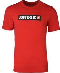 Czerwony t-shirt Nike z bawełny z krótkim rękawem