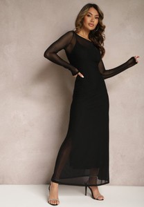 Czarna sukienka Renee maxi z długim rękawem