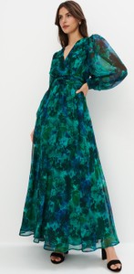 Zielona sukienka Mohito maxi z długim rękawem