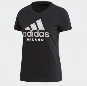 Czarny t-shirt Adidas z krótkim rękawem w sportowym stylu z okrągłym dekoltem
