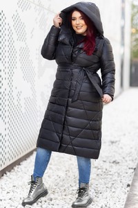 Czarny płaszcz IVET w stylu casual z tkaniny