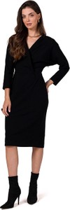 Czarna sukienka BeWear midi ołówkowa z długim rękawem