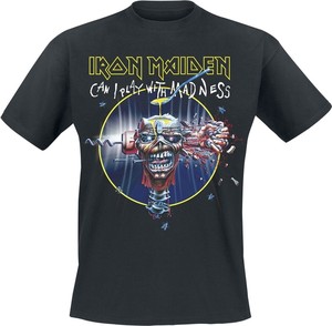 Czarny t-shirt Iron Maiden z krótkim rękawem z bawełny z nadrukiem