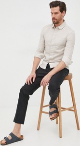 Koszula Calvin Klein z lnu z długim rękawem