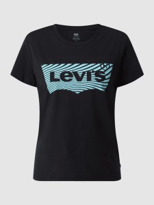 Czarny t-shirt Levis z bawełny z okrągłym dekoltem