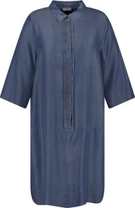Niebieska sukienka Samoon koszulowa z kołnierzykiem w stylu casual