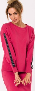 Różowa bluza MOE w stylu casual bez kaptura krótka