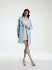 Niebieski płaszcz Reserved bez kaptura krótki w stylu casual