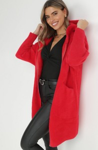 Czerwony płaszcz born2be z tkaniny w stylu casual oversize