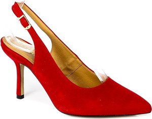Czerwone sandały Szydłowski z klamrami