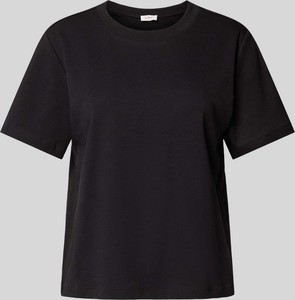 Czarna bluzka S.Oliver z krótkim rękawem z bawełny w stylu casual