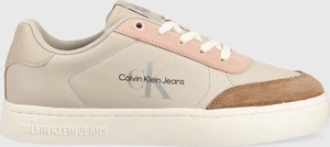 Buty sportowe Calvin Klein z płaską podeszwą sznurowane ze skóry