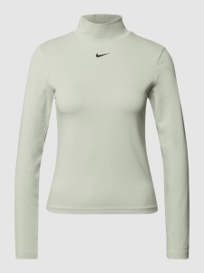 Zielona bluzka Nike z golfem z długim rękawem z bawełny