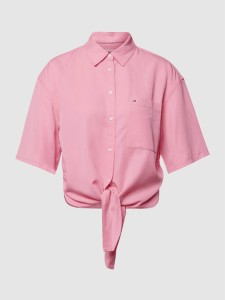 Różowa koszula Tommy Jeans z krótkim rękawem