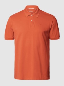 Pomarańczowa koszulka polo S.Oliver z bawełny w stylu casual z krótkim rękawem