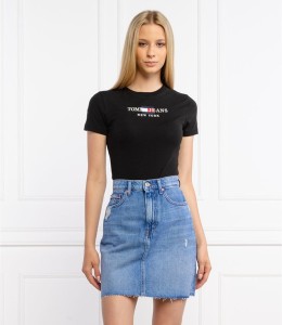 Czarny t-shirt Tommy Jeans w młodzieżowym stylu z okrągłym dekoltem z krótkim rękawem