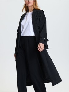 Czarny płaszcz Sinsay w stylu casual bez kaptura