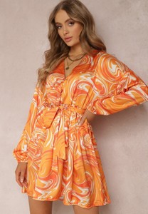 Pomarańczowa sukienka Renee z długim rękawem mini