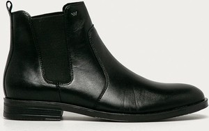 Czarne buty zimowe Wojas ze skóry