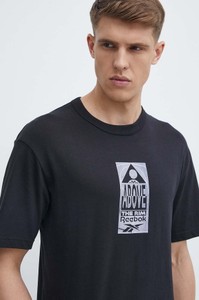 Czarny t-shirt Reebok Classic z krótkim rękawem w sportowym stylu z nadrukiem