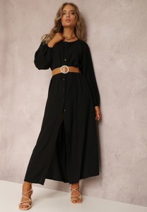 Czarna sukienka Renee ze skóry ekologicznej maxi