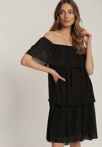Czarna sukienka Renee oversize z dekoltem w kształcie litery v mini