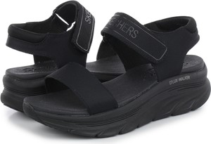Czarne sandały Skechers z klamrami z płaską podeszwą w stylu casual
