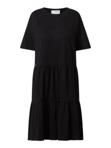 Czarna sukienka Selected Femme z okrągłym dekoltem w stylu casual mini