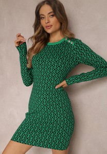Zielona sukienka Renee dopasowana z okrągłym dekoltem w stylu casual
