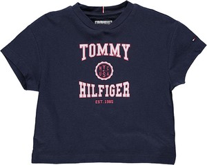 Granatowa bluzka dziecięca Tommy Hilfiger z bawełny dla dziewczynek
