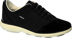 Czarne buty sportowe Geox w sportowym stylu z płaską podeszwą sznurowane