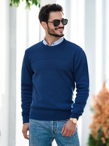 Niebieski sweter M. Lasota z bawełny w stylu casual