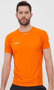 Pomarańczowy t-shirt Mammut w stylu casual z krótkim rękawem