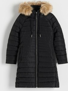 Czarny płaszcz Reserved z kapturem z tkaniny w stylu casual