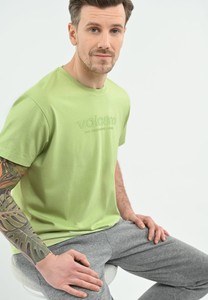 Zielony t-shirt Volcano z krótkim rękawem w młodzieżowym stylu