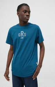 Niebieski t-shirt G-Star Raw w młodzieżowym stylu