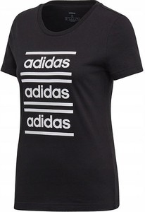 Czarna bluzka Adidas z krótkim rękawem z okrągłym dekoltem w sportowym stylu
