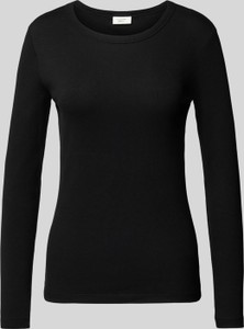 Czarna bluzka Gina Tricot z bawełny z okrągłym dekoltem z długim rękawem