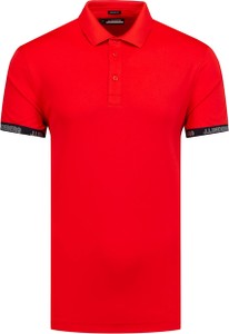 Czerwona koszulka polo J. Lindeberg z krótkim rękawem z tkaniny w stylu casual