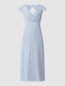 Niebieska sukienka Vila z krótkim rękawem z szyfonu maxi